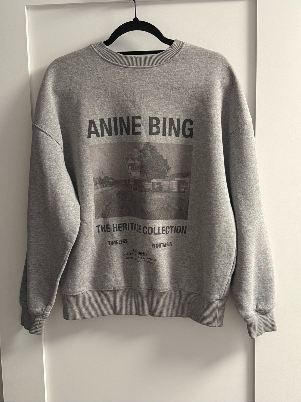 Anine Bing Gray Heritage Graphic Crewneck Sweatshirt